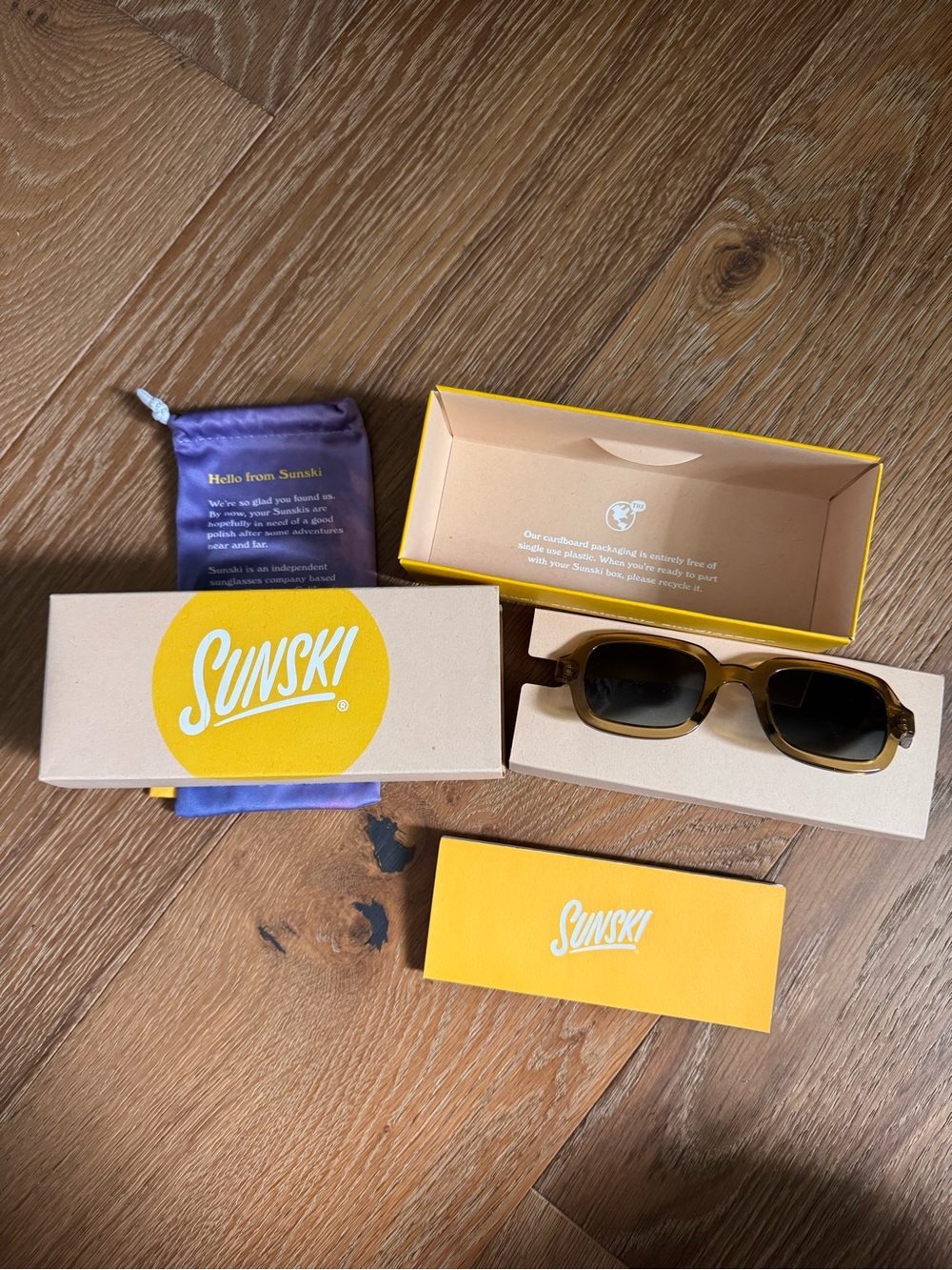 Sunski “Lago” Polarized Amber Translucent Rectangular Sunglasses - Picture 13 of 16